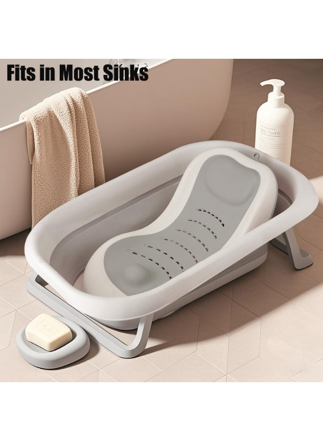 Baby Bath Support, Foldable Infant Bathtub for Newborn Babies 0-6 Months, Soft Sink Baby Bath Tub (Grey) - Image 3